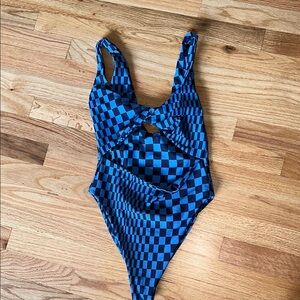 SKATIE Swim Blue Checkered One-Piece Swimsuit